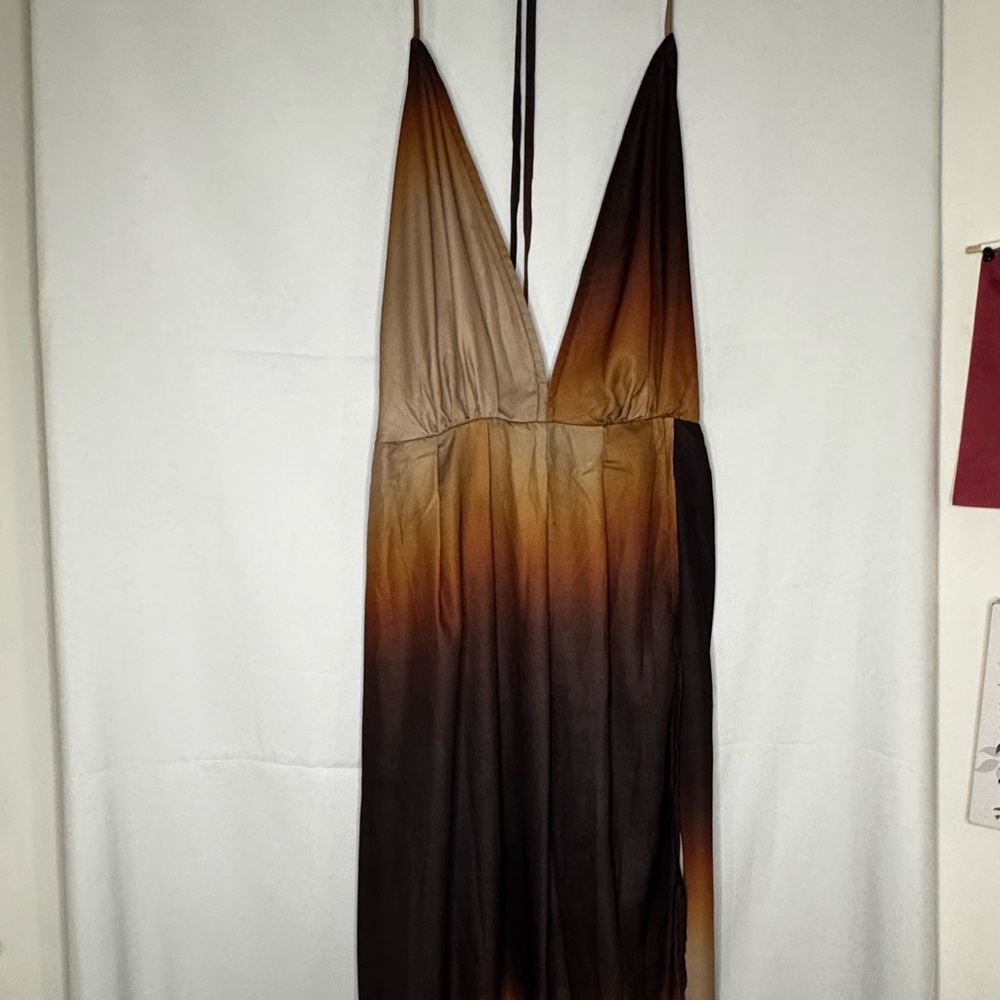 Brown and Cream Ombre Maxi Dress